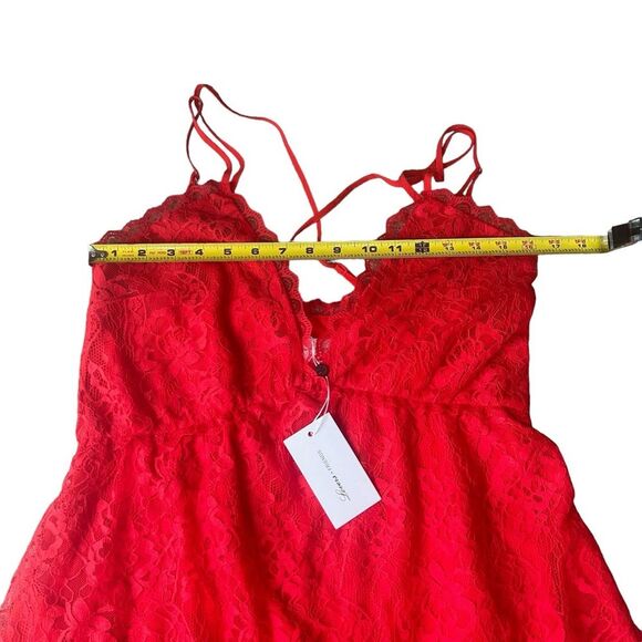 Lovers & Friends Women’s M Levesque Lace Mini Dress Red Romantic Cocktail New - Picture 6 of 10